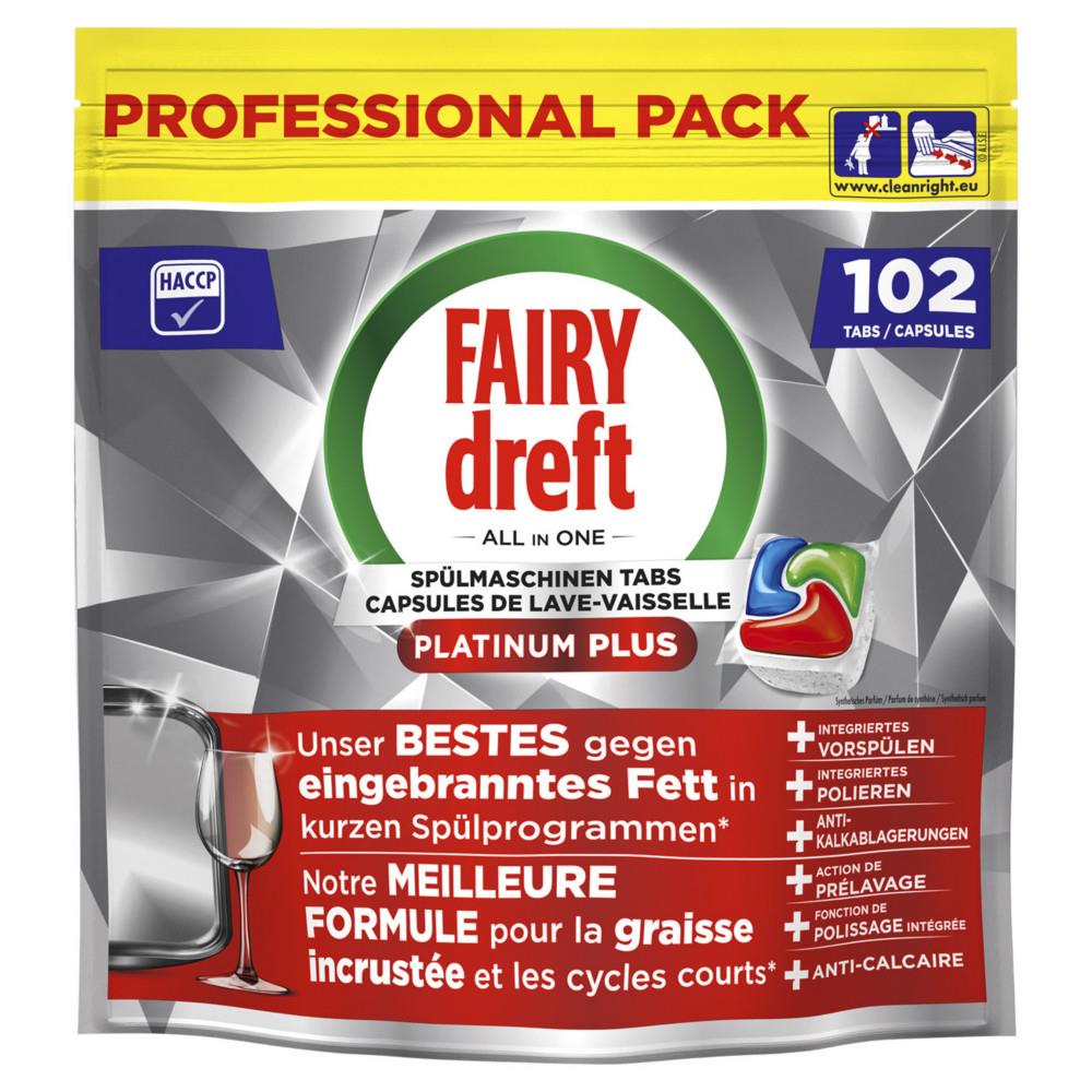 Professionnel Platinium Fairy Plus- Lessive pour lave vaisselle en capsule - 102 doses