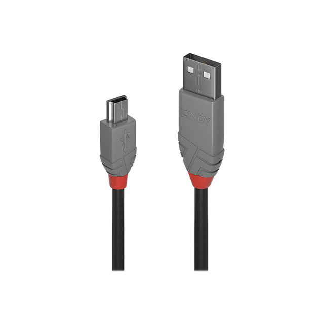 Lindy 36721 cble usb usb 2.0 0,5 m usb a mini-usb b noir, gris