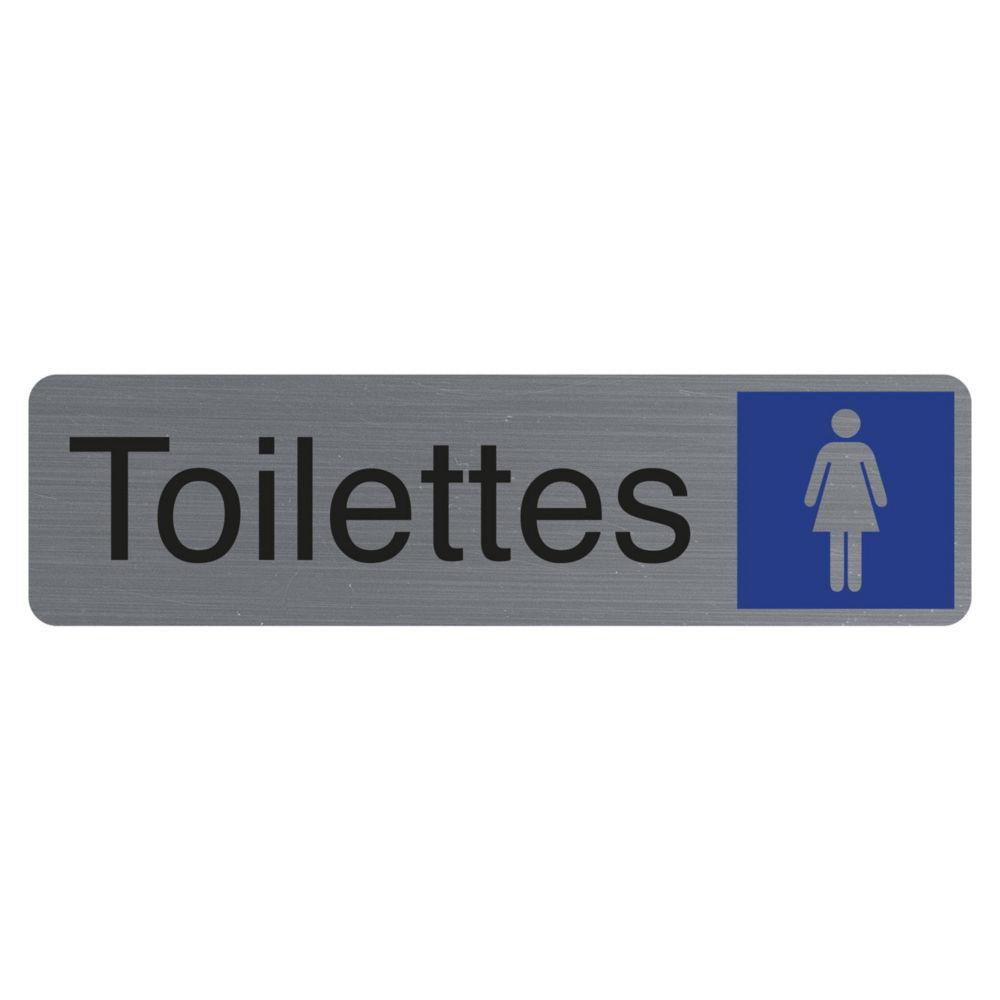 Plaque signaltique adhsive Exacompta Toilettes Dame - Rectangle Gris / Bleu