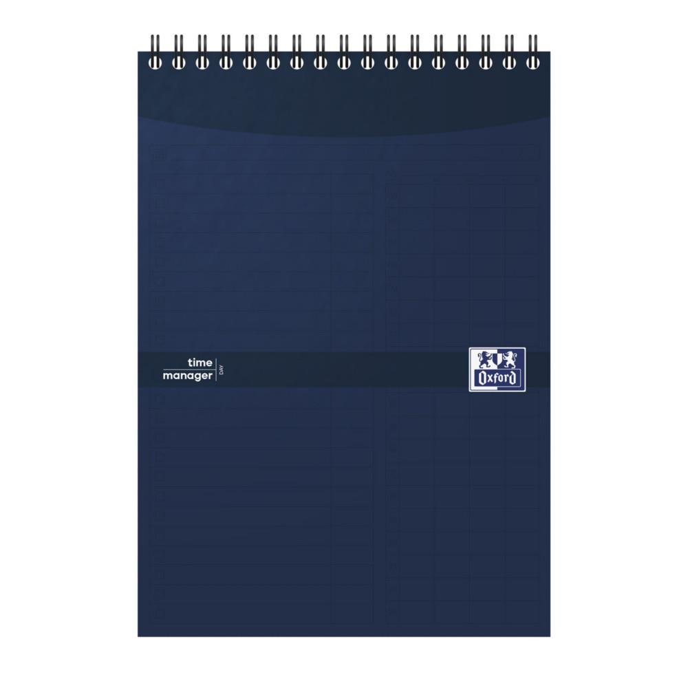 Bloc notes Oxford Time Manager A5 Spirale - 14,8 x 21 cm - 80/90 g - 140 pages - Couleur bleu marine