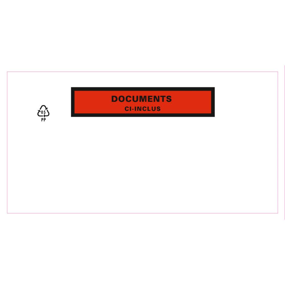 Pochette porte-documents Techmay ECO adh�sive - Documents ci-inclus - Format DL - 228 x 120 mm - Bo�te de 250
