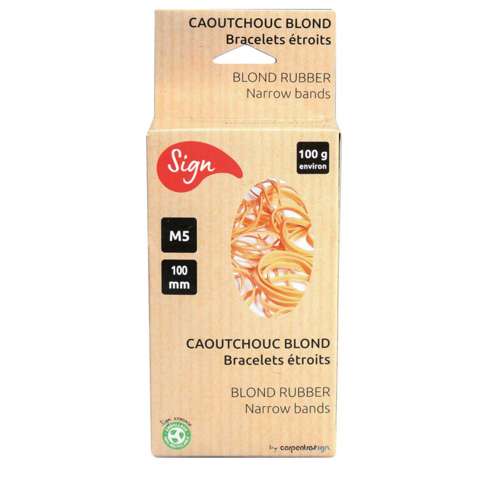 Elastique 100 x 1,5 mm Sign en caoutchouc blond de qualit� sup�rieure - Bo�te de 100 g
