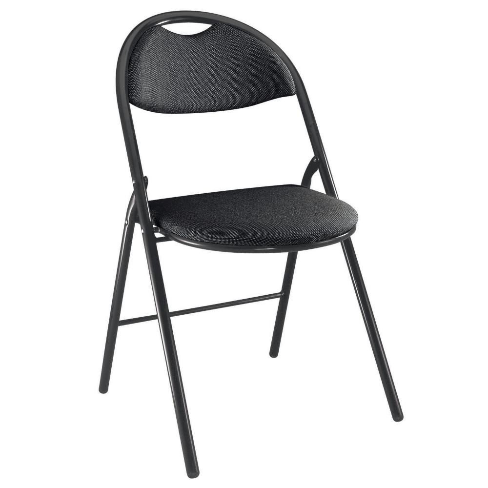 Chaise pliante Kudos - tissu non feu M1 noir - pieds m�tal noirs