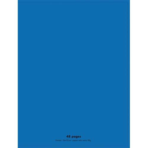 Cahier co - piqu - couverture polypro - 48 pages - 24 x 32 cm - 90g - grands carreaux - bleu