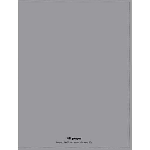 Cahier co - piqu - couverture polypro - 48 pages - 24 x 32 cm - 90g - grands carreaux - gris