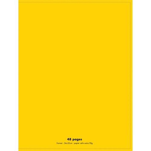 Cahier co - piqu - couverture polypro - 48 pages - 24 x 32 cm - 90g - grands carreaux - jaune
