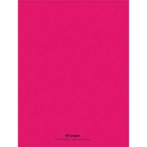 Cahier co - piqu - couverture polypro - 48 pages - 24 x 32 cm - 90g - grands carreaux - rose