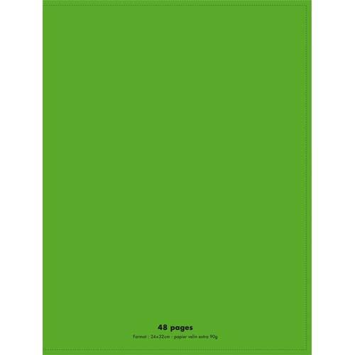 Cahier co - piqu - couverture polypro - 48 pages - 24 x 32 cm - 90g - grands carreaux - vert