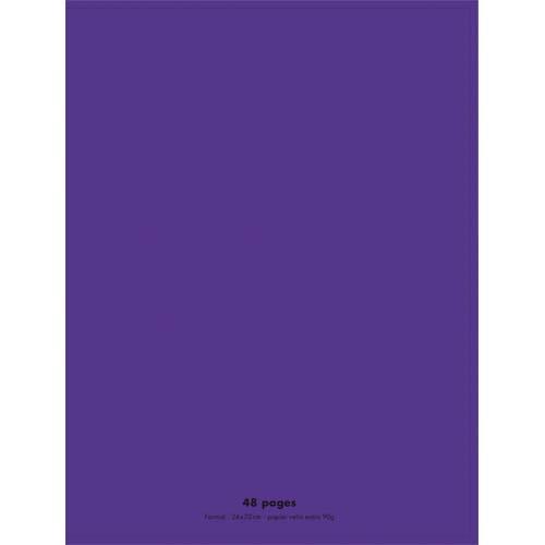Cahier co - piqu - couverture polypro - 48 pages - 24 x 32 cm - 90g - grands carreaux - violet