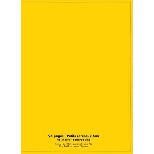 Cahier co - piqu - couverture polypro - 96 pages - 24 x 32 cm - 90g - petits carreaux - jaune