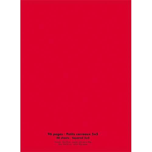 Cahier co - piqu - couverture polypro - 96 pages - 24 x 32 cm - 90g - petits carreaux - rouge