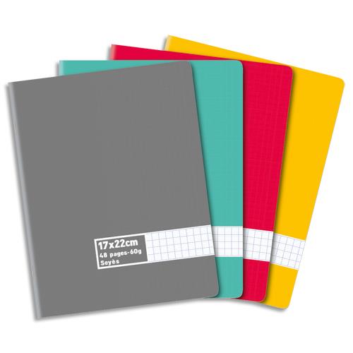 Cahier de brouillon co - piqu - couverture carte - 48 pages - 17 x 22 cm - 56g - grands carreaux - coloris assortis