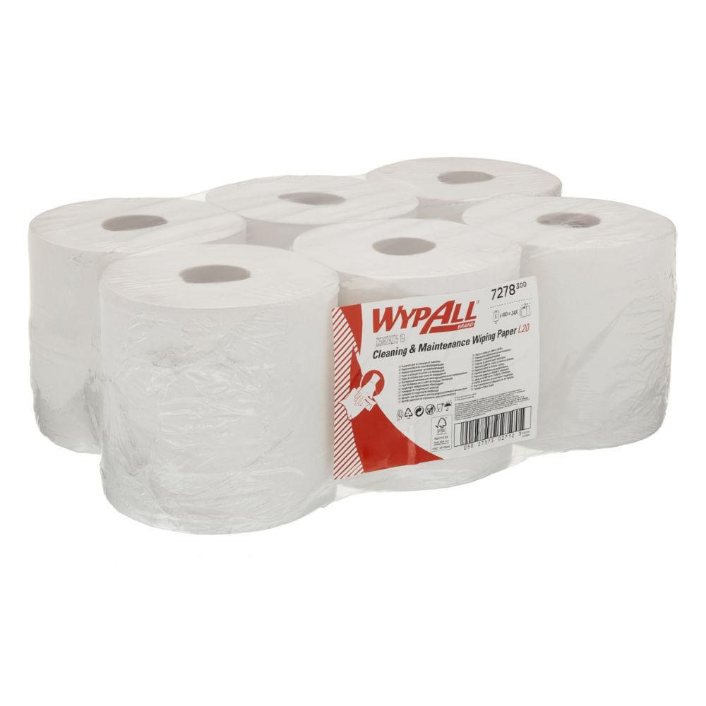 Papier d'essuyage  dvidage central L20 Wypall - double paisseur - 400 feuilles - 38 x 19,5 cm - blanc