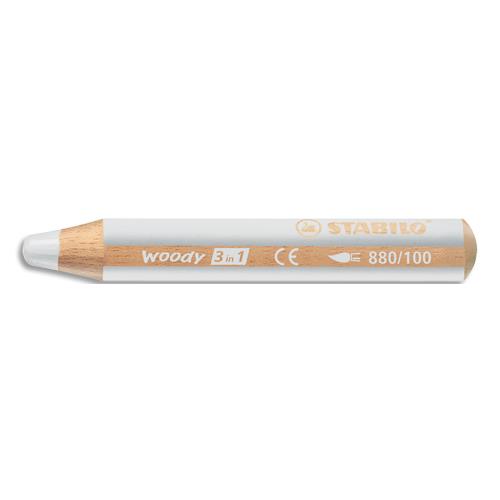 Crayon de couleur Stabilo woody 3in1 multi-surfaces mine extra-large (10 mm) - Blanc titane