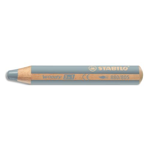 Crayon de couleur Stabilo woody 3in1 multi-surfaces mine extra-large (10 mm) - Argent