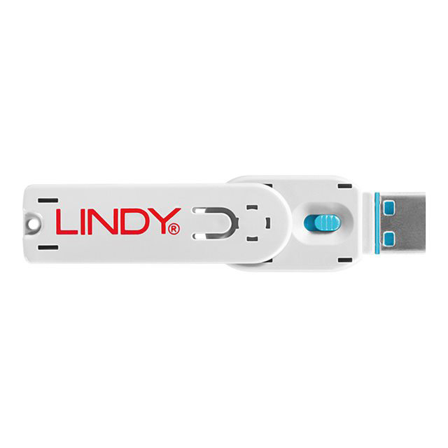 Bloqueur de port + cl - Lindy 40452 bloqueur de port bloqueur de port + cl usb type-a bleu acrylonitrile-butadine-styrne (abs) 5 pice(s)