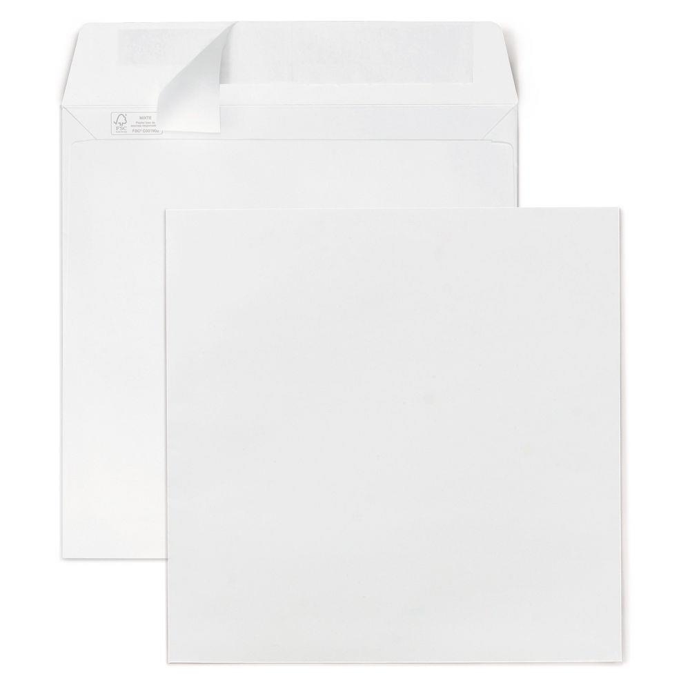 Enveloppe carre - 185 x 185 mm - sans fentre - fermeture auto-adhsive - papier vlin 120 g - blanche