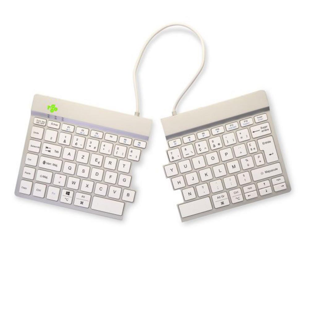 R-go tools clavier ergonomique r-go split break avec logiciel de pause, clavier ergonomique divis, azerty (fr), bluetooth, blanc
