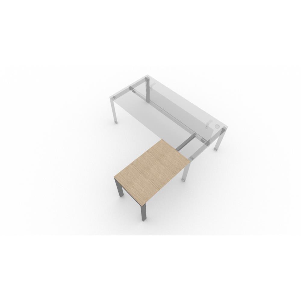 Retour de bureau direction E-link - L100 x P60 cm - Plateau Ch�ne - Pieds Aluminium