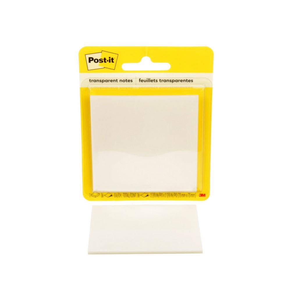 Notes repositionnables Post-it transparentes 73 x 73 mm - Bloc de 36 feuilles