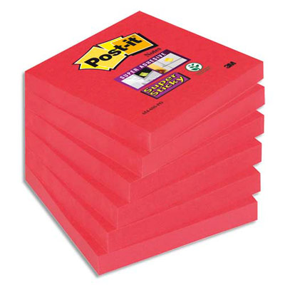 Notes Post It Super Sticky Format 76 X 76 Mm Coloris Rouge Coquelicot 90 Feuilles Lot De 6 Blocs Pas Cher Welcome Office