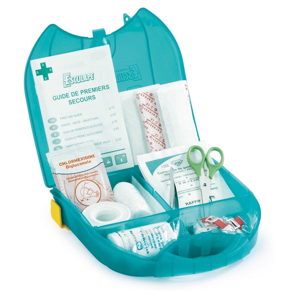 Coffret mdical avec support mural - Bleu