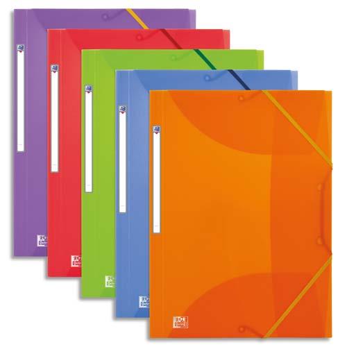 Lot de 10 chemises 3 rabats lastique ELBA - PP 5/10e - coloris assortis translucide
