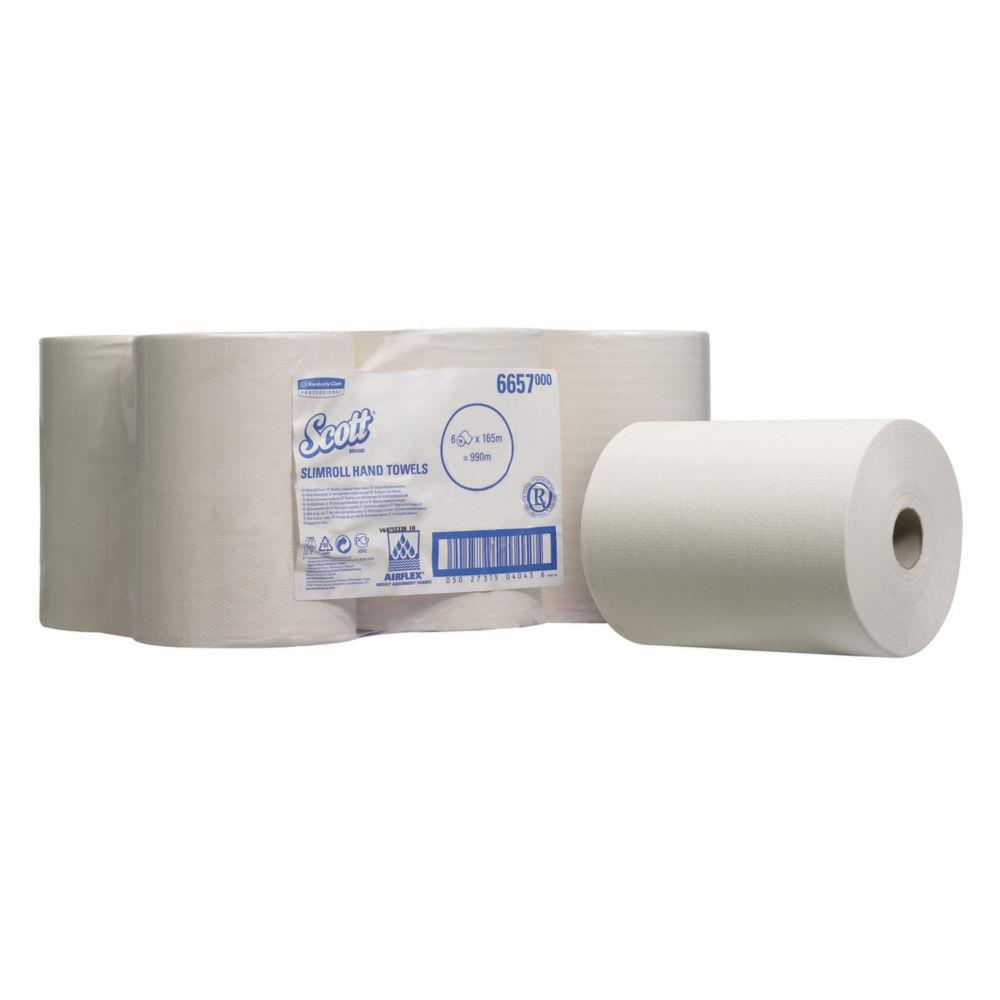 Bobine d'essuyage Slimroll - blanc - 1 pli - 165 m -  lot de 6