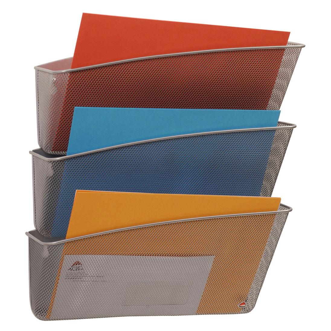 Corbeille murale 3 compartiments en mtal mesh - gris