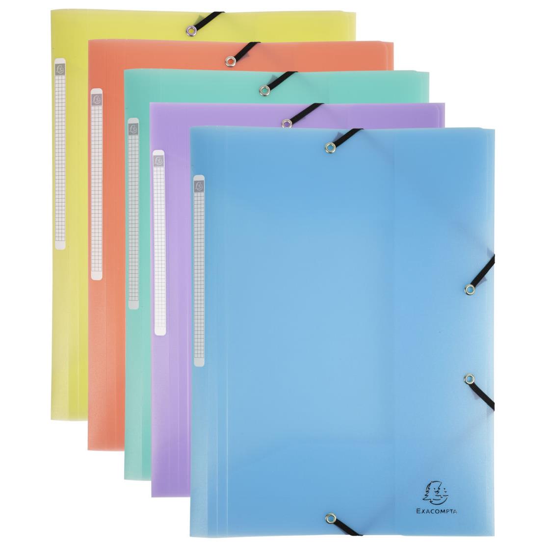 Chemise 3 rabats  lastiques Exacompta Chromaline A4 en polypropylne - Assortis pastel