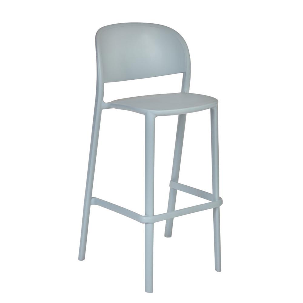 Tabouret haut d'extrieur Lucia en polypropylne recyclable - Gris