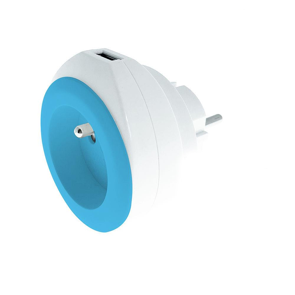Watt & Co Chargeur universel mural USB-A pour smartphone et tablette - Bleu