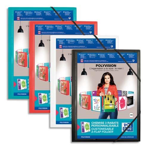 Chemise personnalisable Elba Polyvision 3 rabats + lastique - coloris assortis opaque