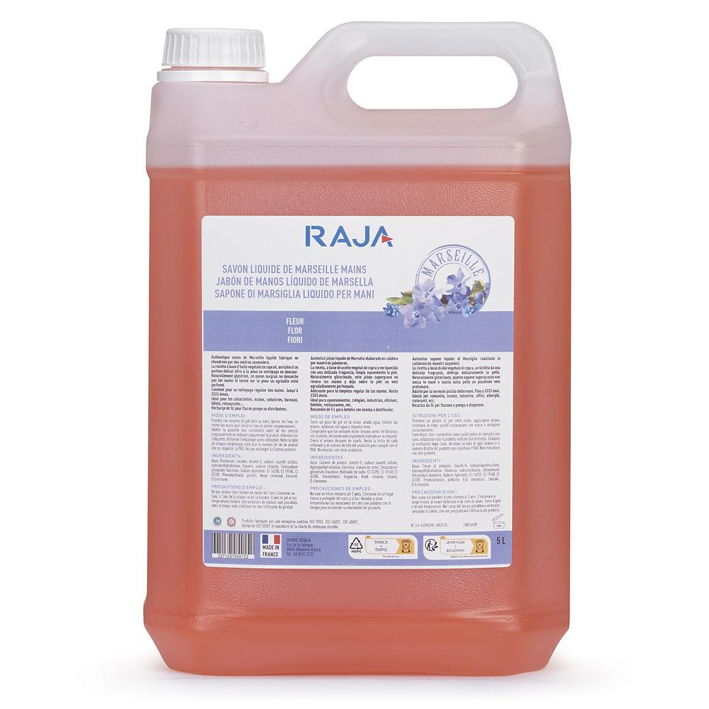 Savon de Marseille liquide RAJA pour les mains Bidon 5l parfum Fleur