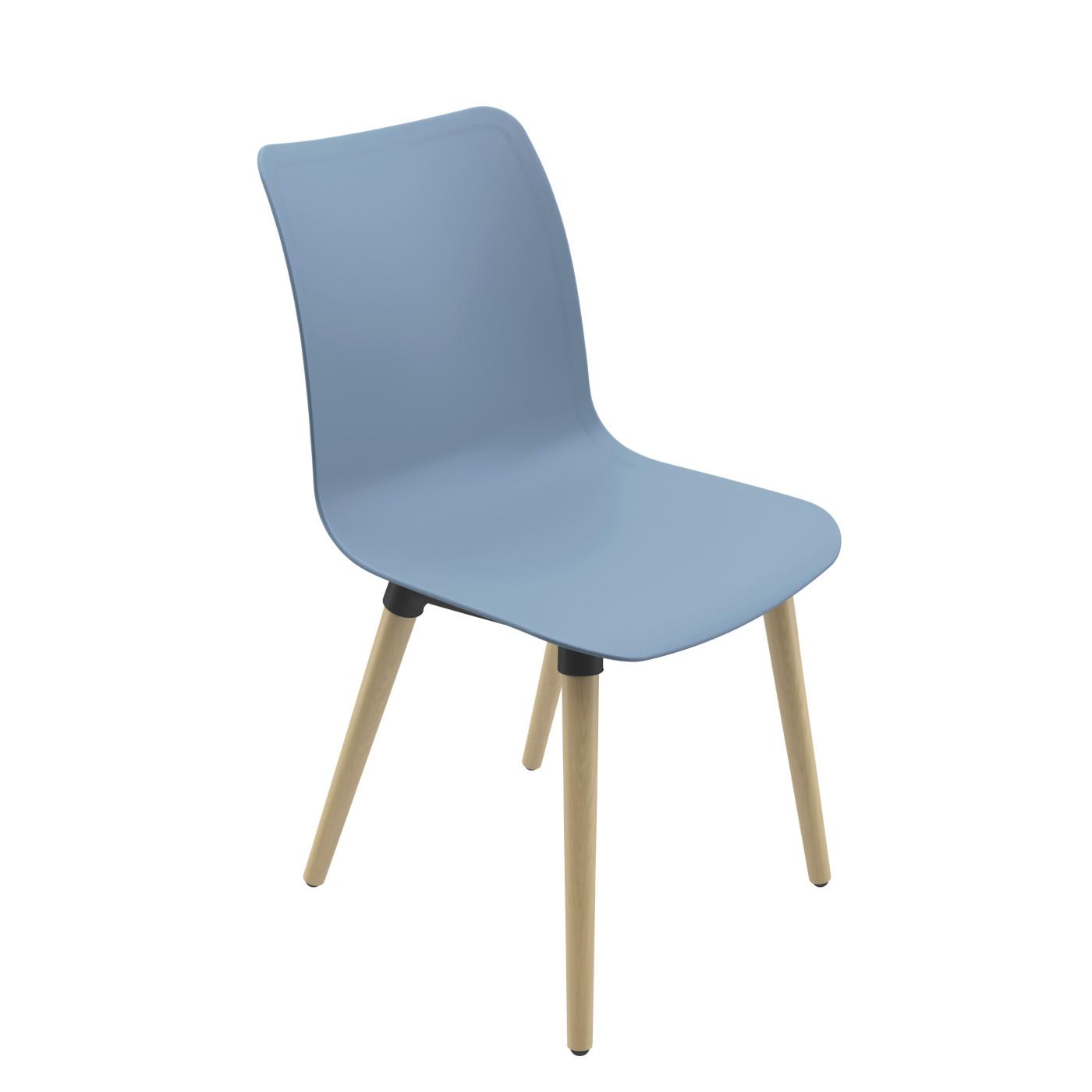Chaise coque Dahlia - Bleu , Pieds bois