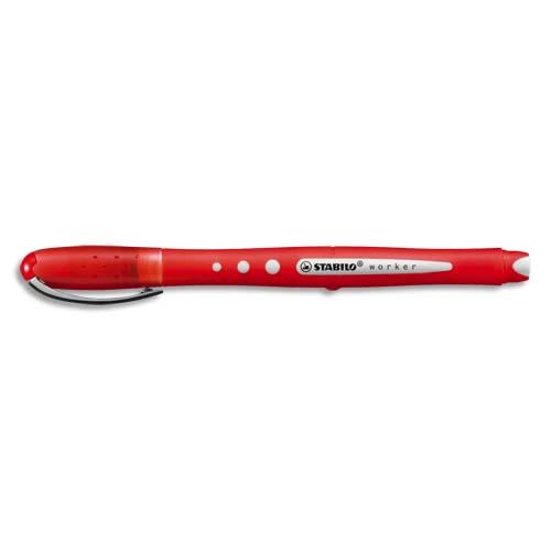 Roller Stabilo Worker Colorful grip intégral pointe moyenne 0,5 mm rouge pas cher