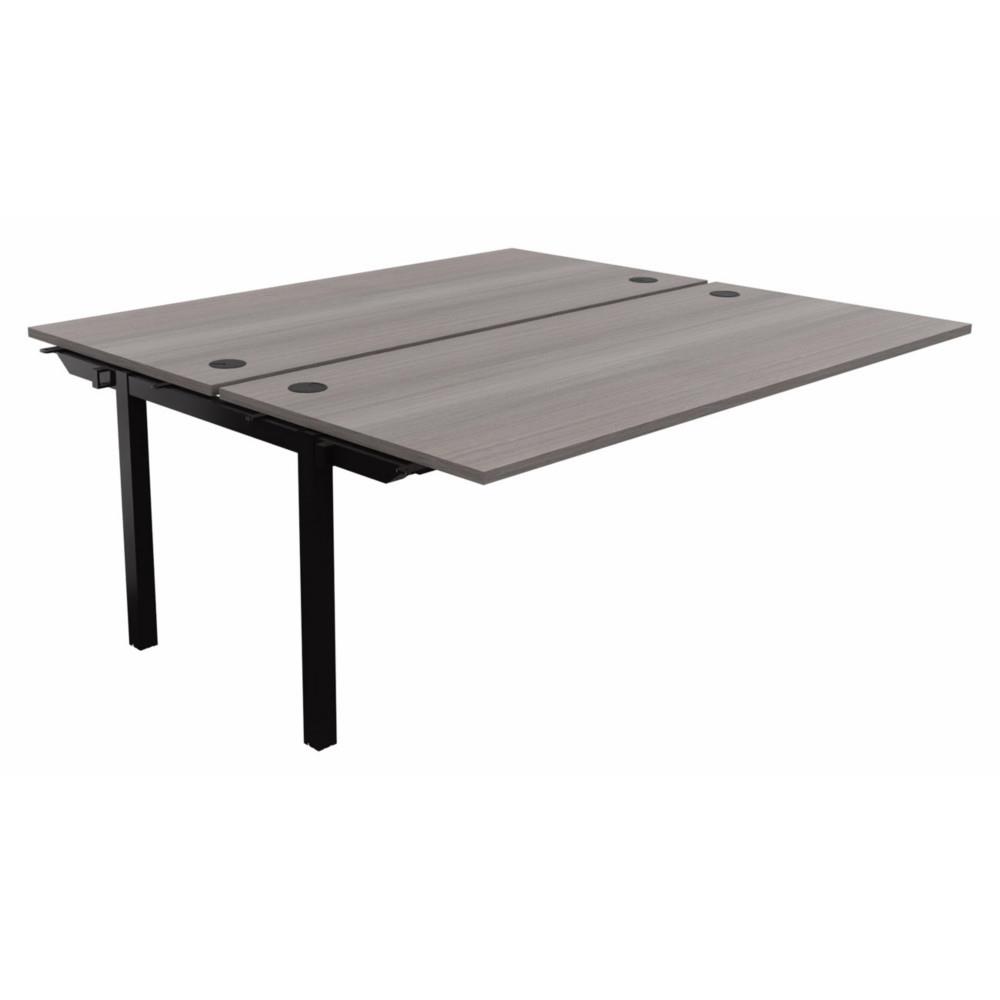 Bureau bench 2 postes Osmose suivant L180 x P163 cm Plateaux C�dre Pieds m�tal Noir