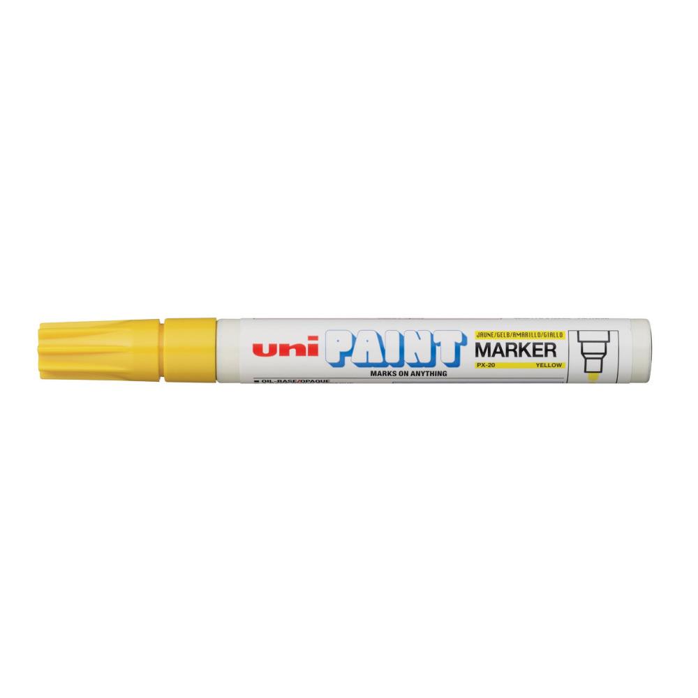 Marqueur peinture Unipaint   base d'huile indlbile - pointe moyenne ogive - corps mtal - coloris jaune