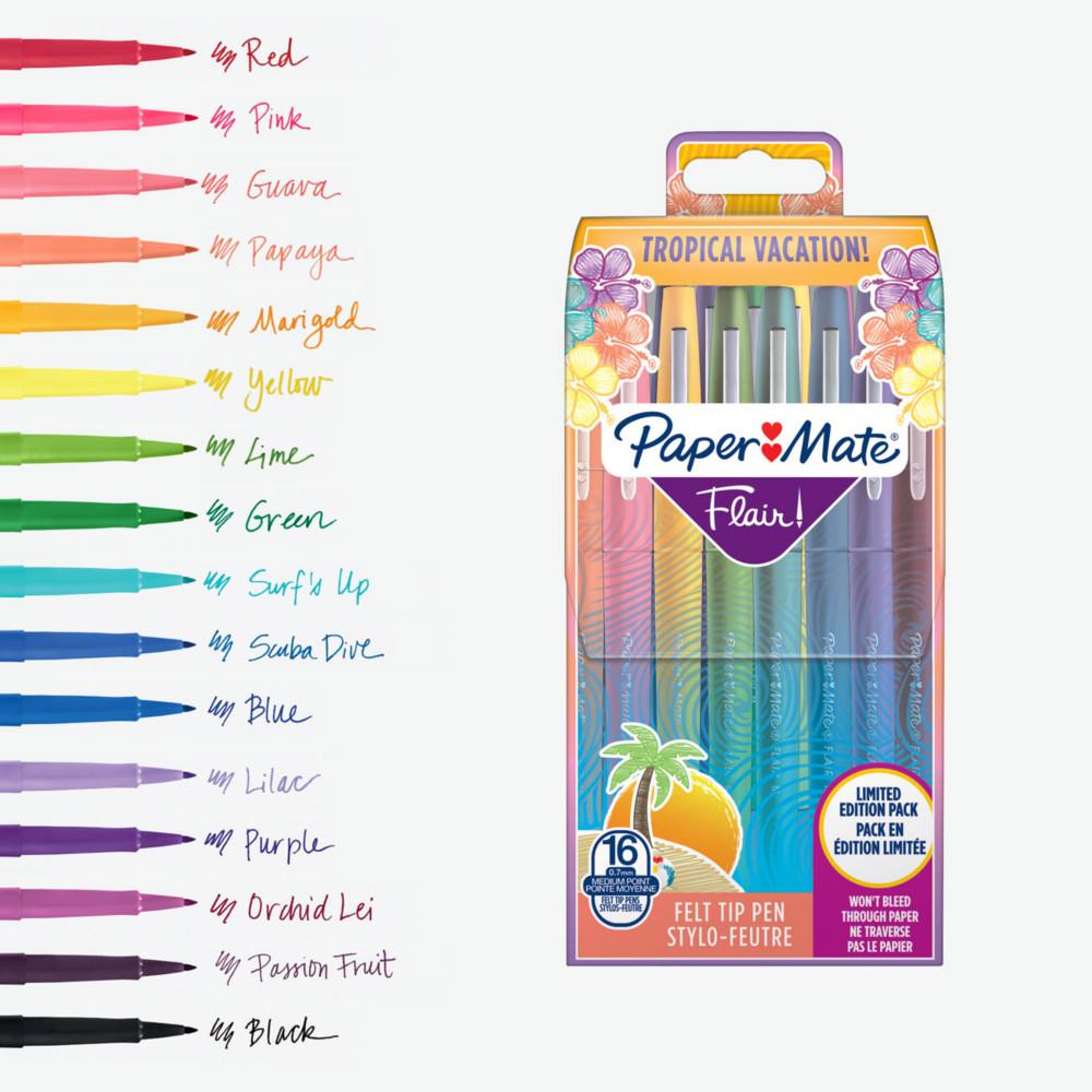 Stylos feutre Papermate Flair - tropical - pochette de 16
