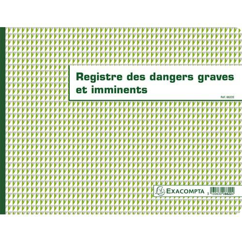 Registre Exacompta - dangers graves et imminents - 24 x 32 cm - piqure - 20 pages foliotes