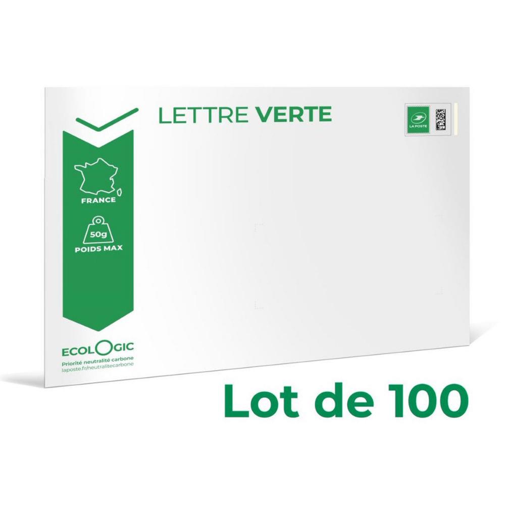 Enveloppes pr�-timbr�es LA POSTE - Lettre verte -J+3 - 162 x 229 mm - 50 g -Soumis � conditions - Lot de 100