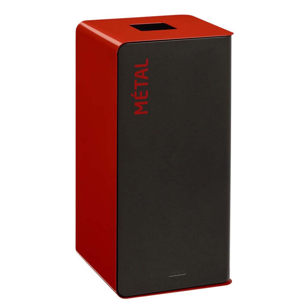 Poubelle de tri slectif du mtal Rossignol Cubatri 40 L - Noir et rouge