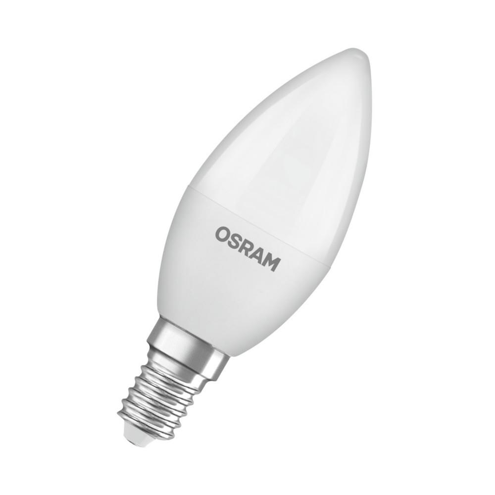Ampoule Flamme Osram E14 opaque 4,9 W - 470 lm - Blanc chaud 2700K - Equivaut � 40 W