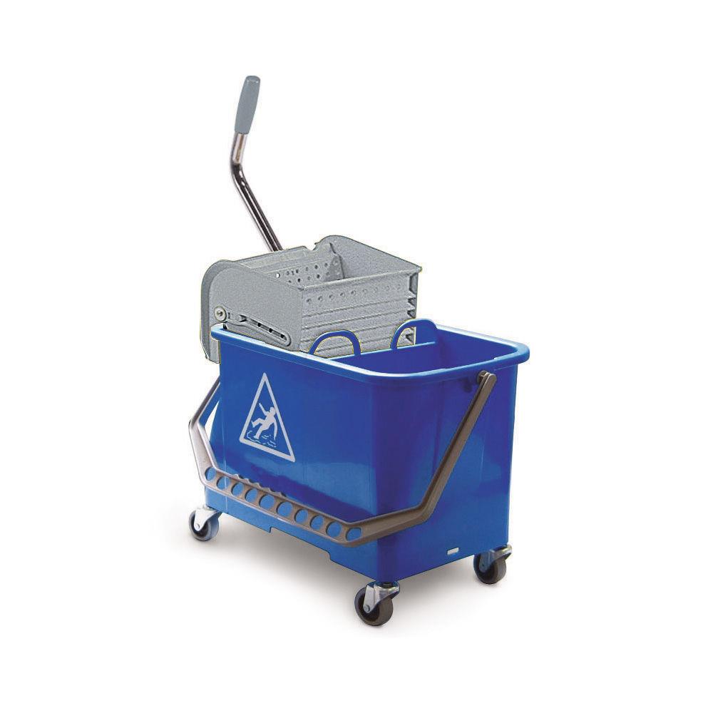 Chariot d'entretien TTS duo standard compact avec presse - 2 x 10 litres - Bleu
