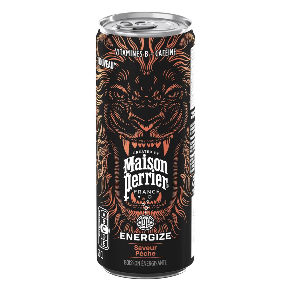 ENERGIZE P�che Maison Perrier Boisson �nergisante p�tillante - Lot de 24 canettes slim 25 cl