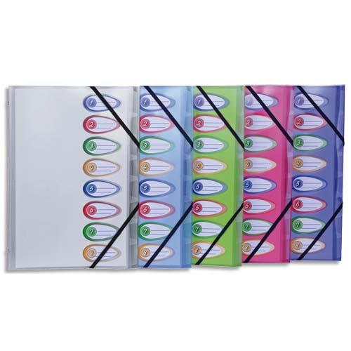 Trieur - 8 compartiments - 26x32cm - en polyproplne opaque 5/100 - avec index - 5 coloris