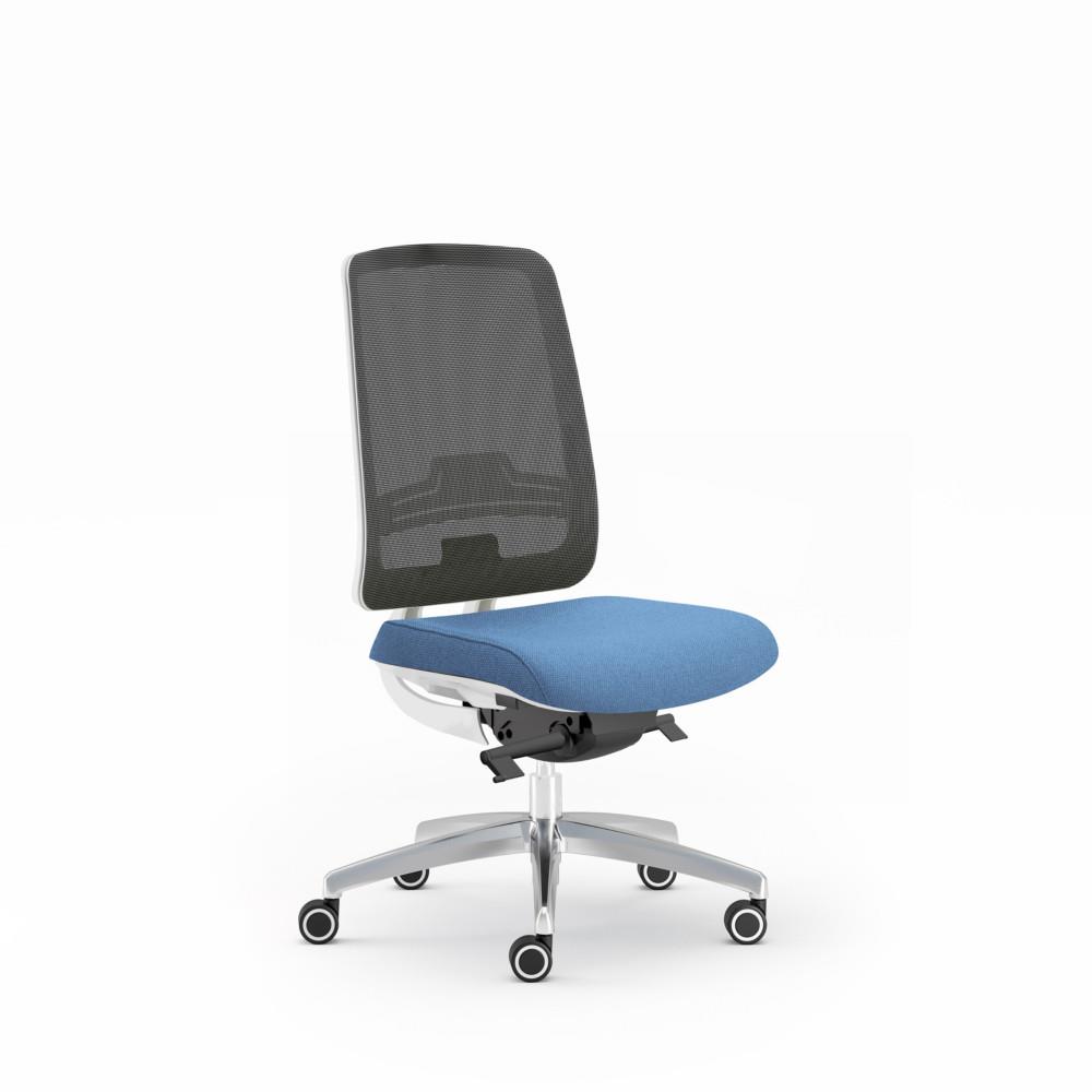 Si�ge de bureau Windsor - Blanc pi�tement alu - maille filet , tissu Bleu