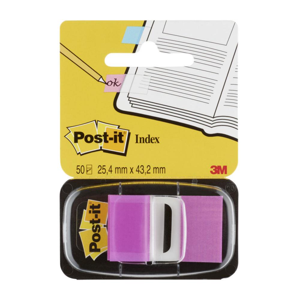 Carte de 50 Index Post-it repositionnables - 2.5 x 4,4 cm - violet