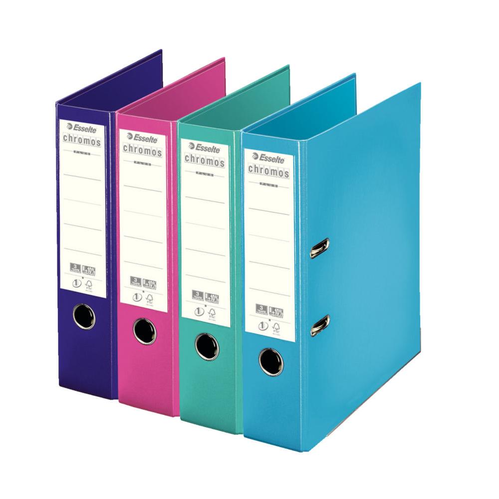 Classeur  levier Esselte Chromos Plus - polypropylne - dos 8 cm - A4 - coloris modes assortis