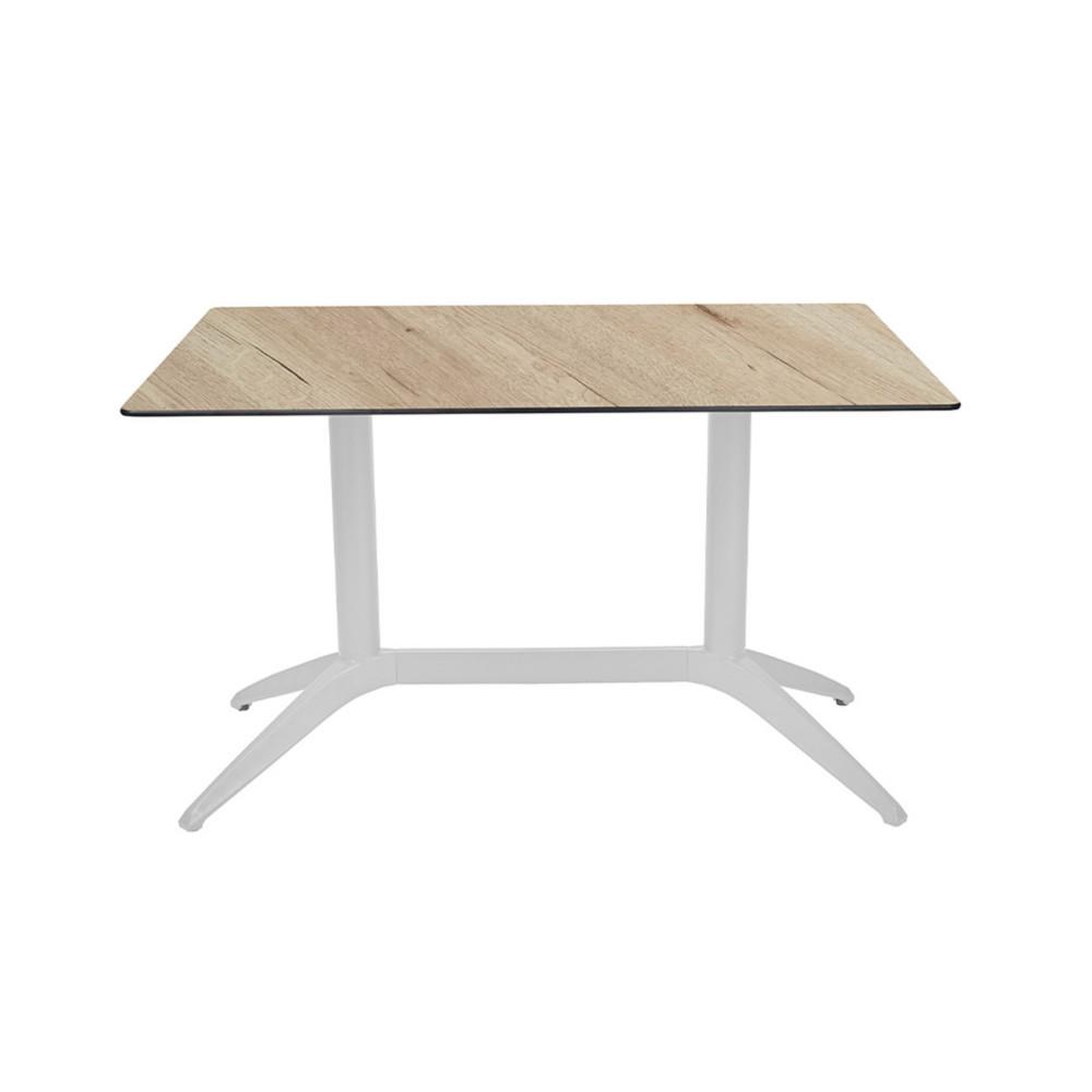 Table fixe Edison Duo 120 x 80 cm Polypropyl�ne usage ext�rieur - Plateau Ch�ne,pi�tement Blanc